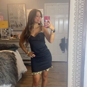 Elegant Black Dress with Chettah Accents